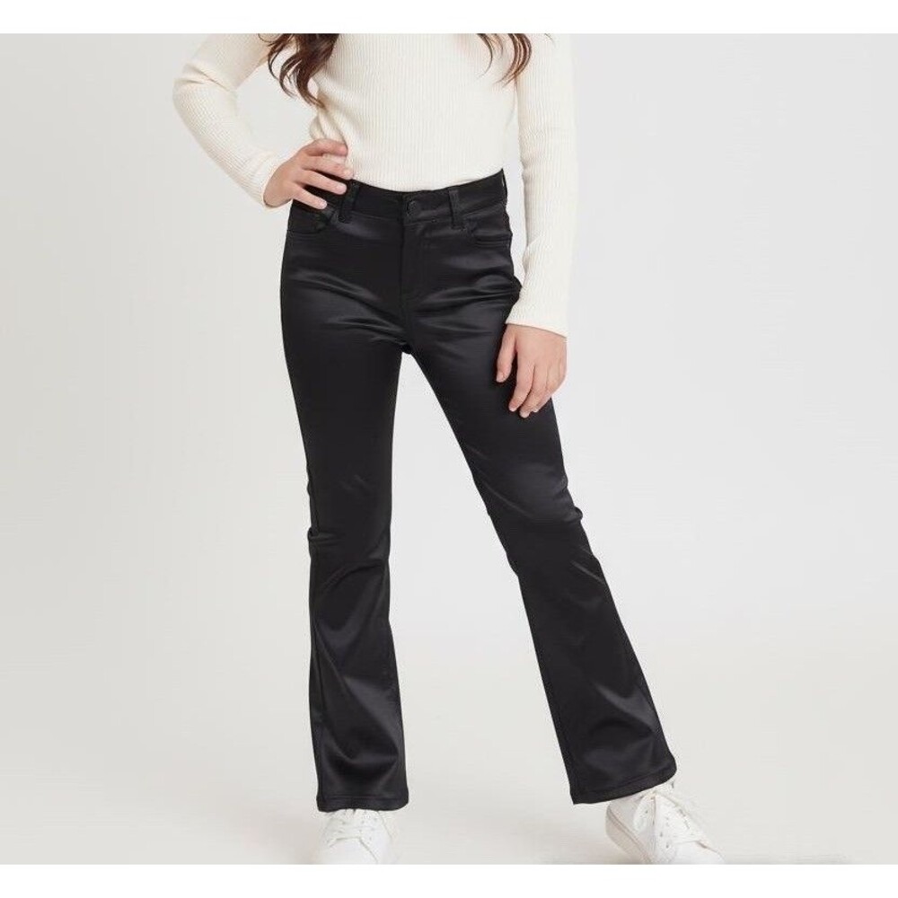 Girls Black Satined Flare Pants Size 7 Arizona Jeans co NWT